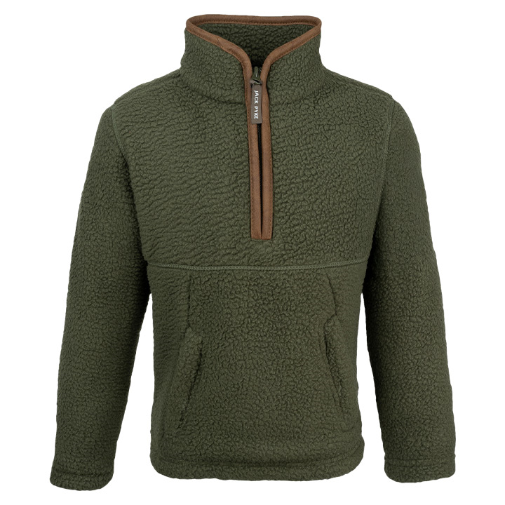 Junior Sherpa Fleecetrui Halve Rits Olijf