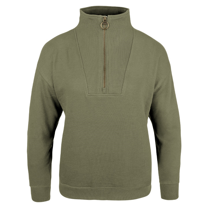 Dames Sweater Halve Rits Salie