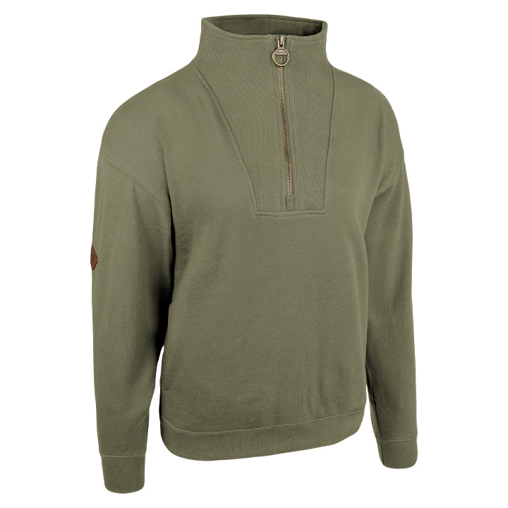 Dames Sweater Halve Rits Salie