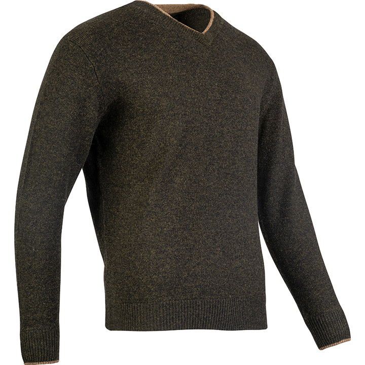 Ashcombe Trui V-Hals 100% Lamswol Donkerolijf