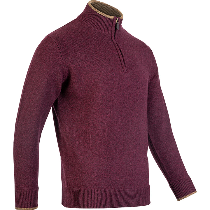 Ashcombe Trui met Rits 100% Lamswol Pruim