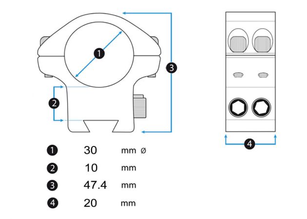 Montage Element Optics XT Mounts 30 mm Medium Weaver/Picatinny (2)