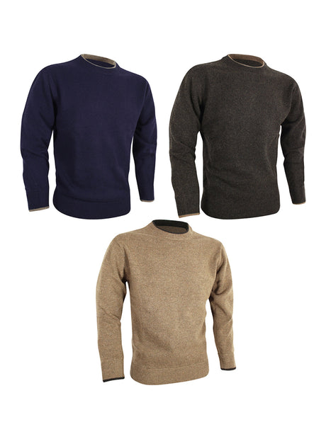Ashcombe Trui Ronde Hals 100% Lamswol Marineblauw