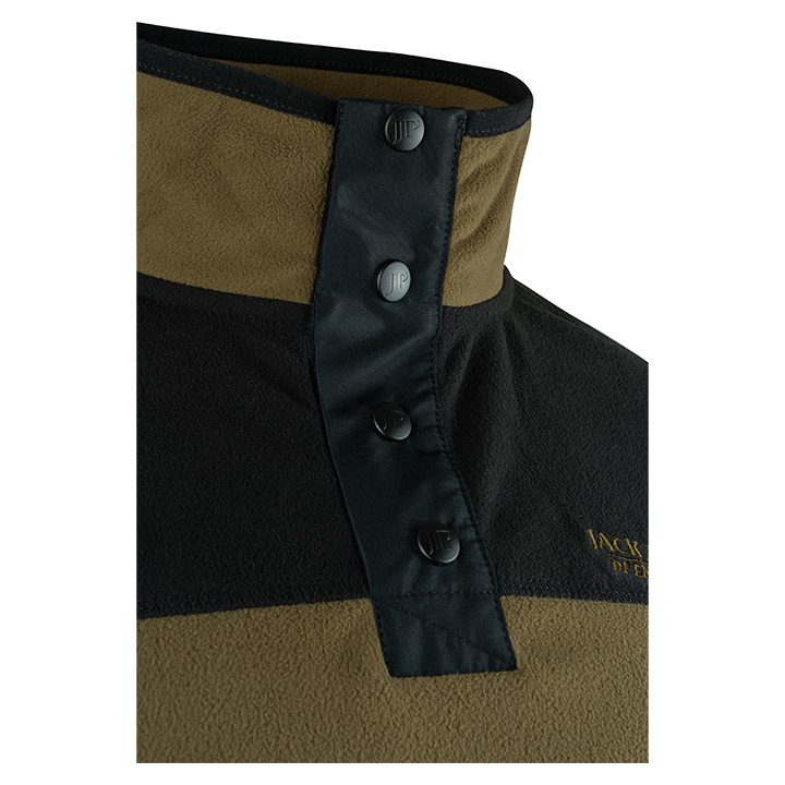 Snap Neck Fleecetrui Donker Mosterd