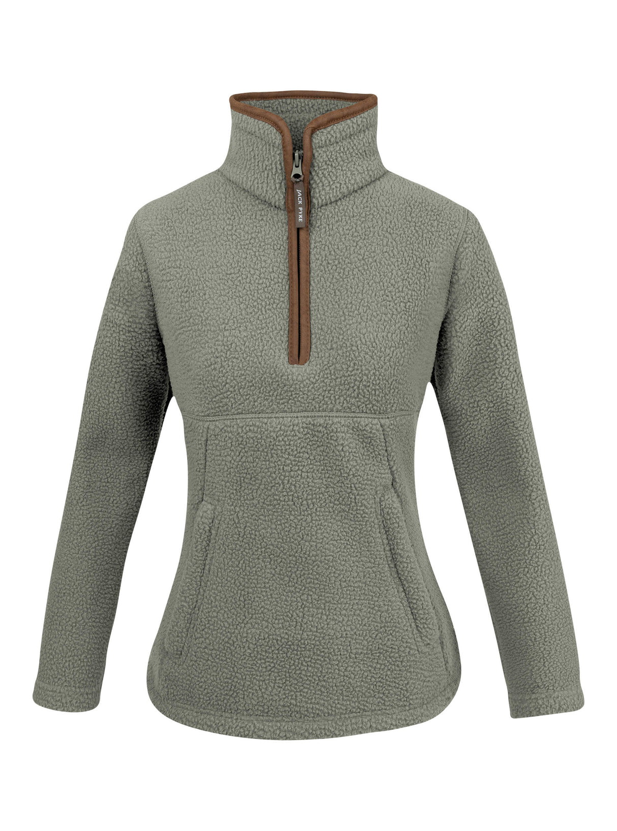 Dames Sherpa Fleecetrui Halve Rits Salie