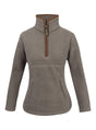 Dames Sherpa Fleecetrui Halve Rits Shiitake