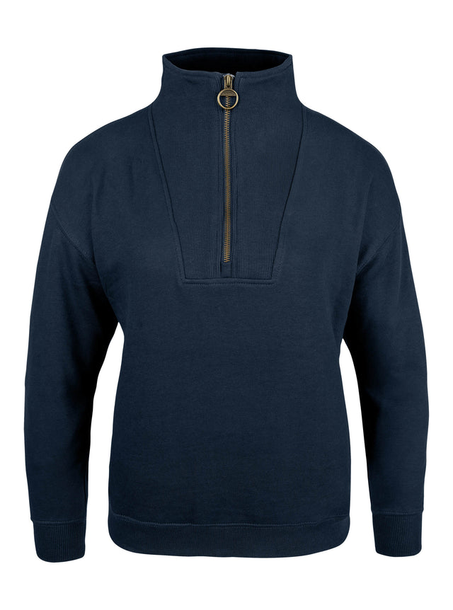 Dames Sweater Halve Rits Marineblauw