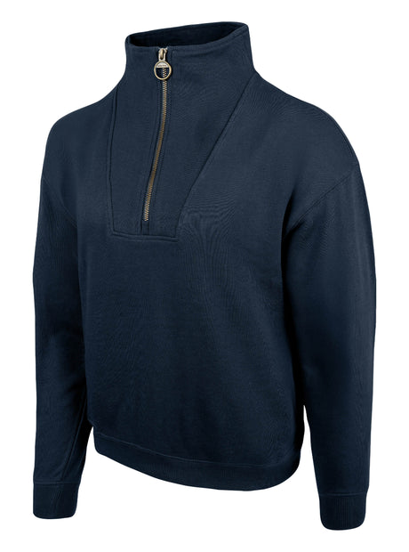 Dames Sweater Halve Rits Marineblauw