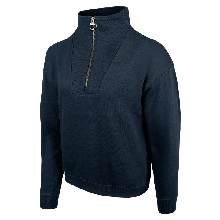 Dames Sweater Halve Rits Marineblauw