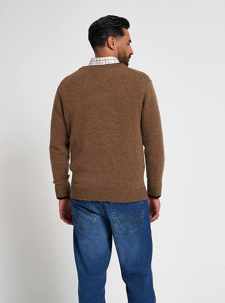 Ashcombe Trui V-Hals 100% Lamswol Gerst