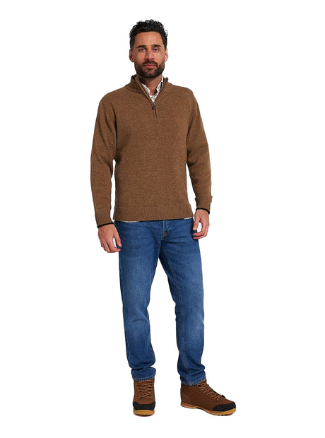 Ashcombe Trui met Rits 100% Lamswol Marineblauw