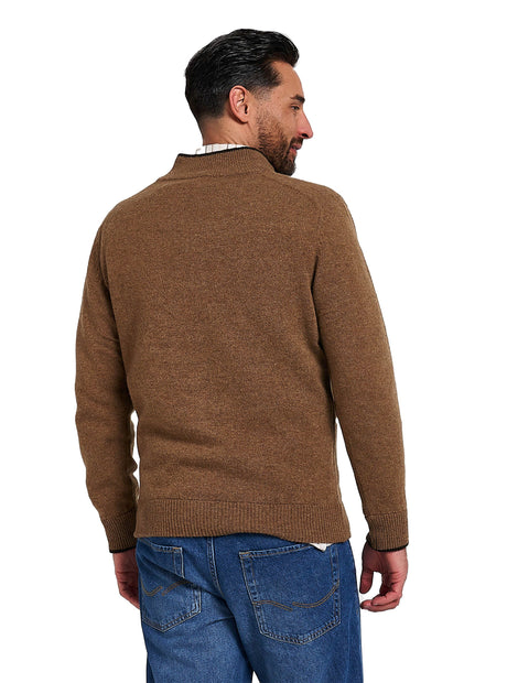 Ashcombe Trui met Rits 100% Lamswol Gerst