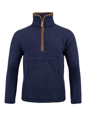 Sherpa Fleecetrui Halve Rits Marineblauw