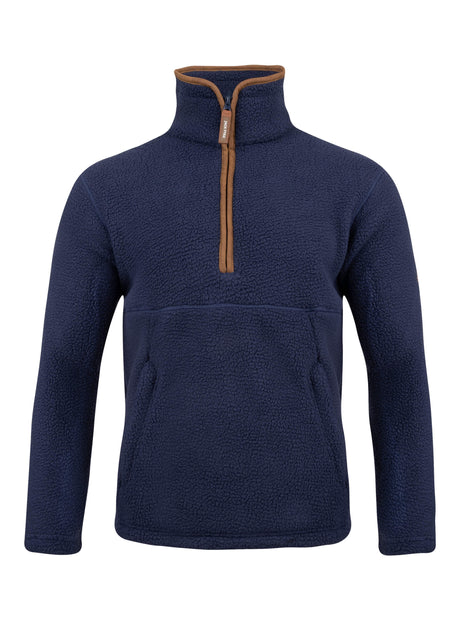 Sherpa Fleecetrui Halve Rits Marineblauw