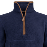 Sherpa Fleecetrui Halve Rits Marineblauw