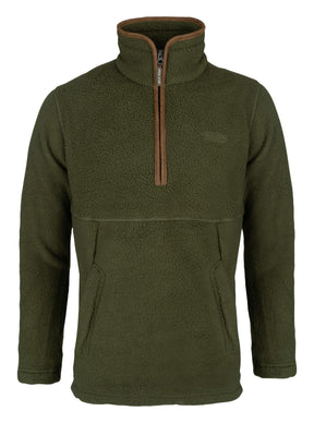 Sherpa Fleecetrui Halve Rits Olijf