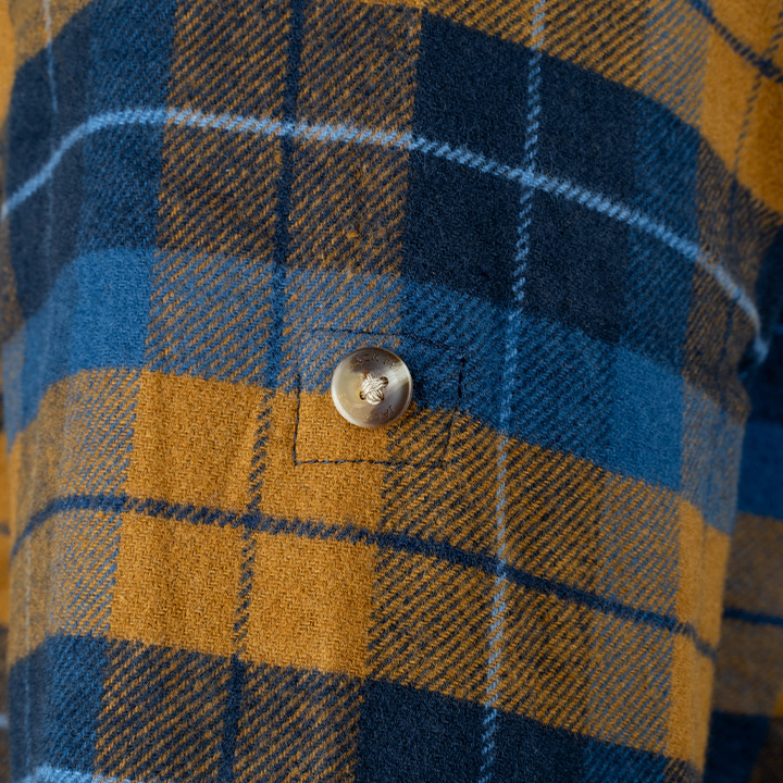 Bleasdale Zwaar Flanellen Overhemd Marineblauw Roestbruin