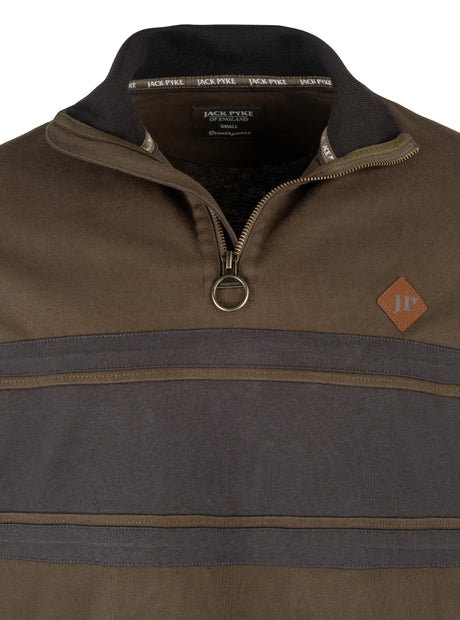 Contrast Sweater Halve Rits Groen
