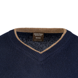 Ashcombe Trui V-Hals 100% Lamswol Marineblauw
