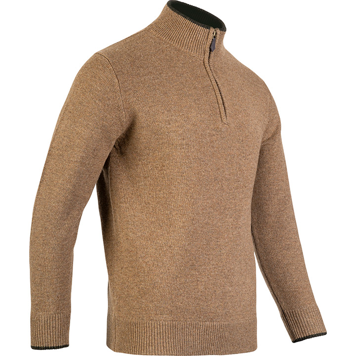 Ashcombe Trui met Rits 100% Lamswol Gerst