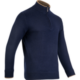 Ashcombe Trui met Rits 100% Lamswol Marineblauw
